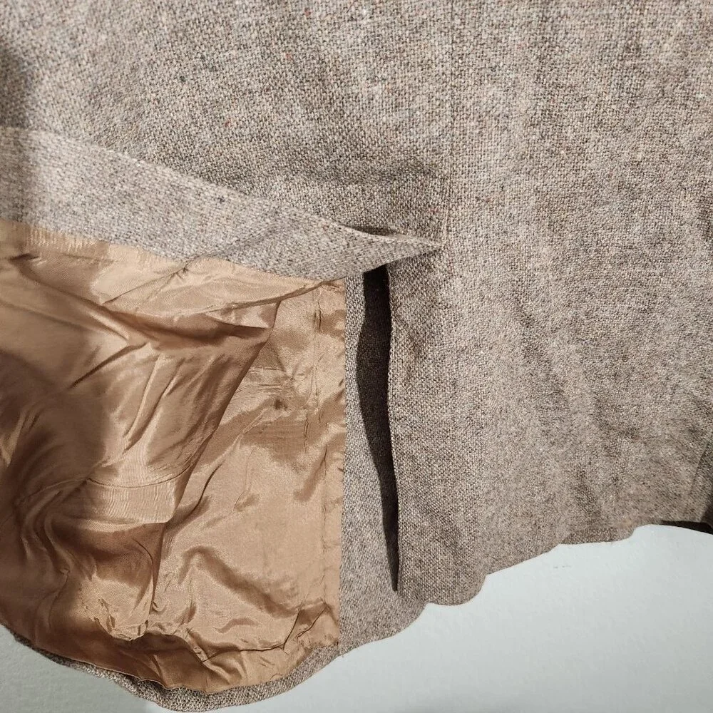 Vintage Tailored Classics Levis Mens 44L Brown Tweed Wool Sports Coat Elbow FLAW